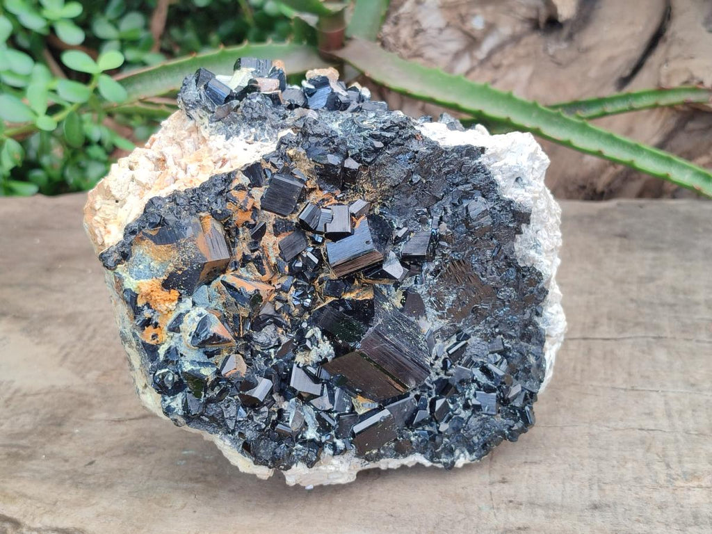 Natural Large Cabinet Schorl Black Tourmaline with Hyalite Opal x 1 From Erongo, Namibia - Toprock Gemstones and Minerals 