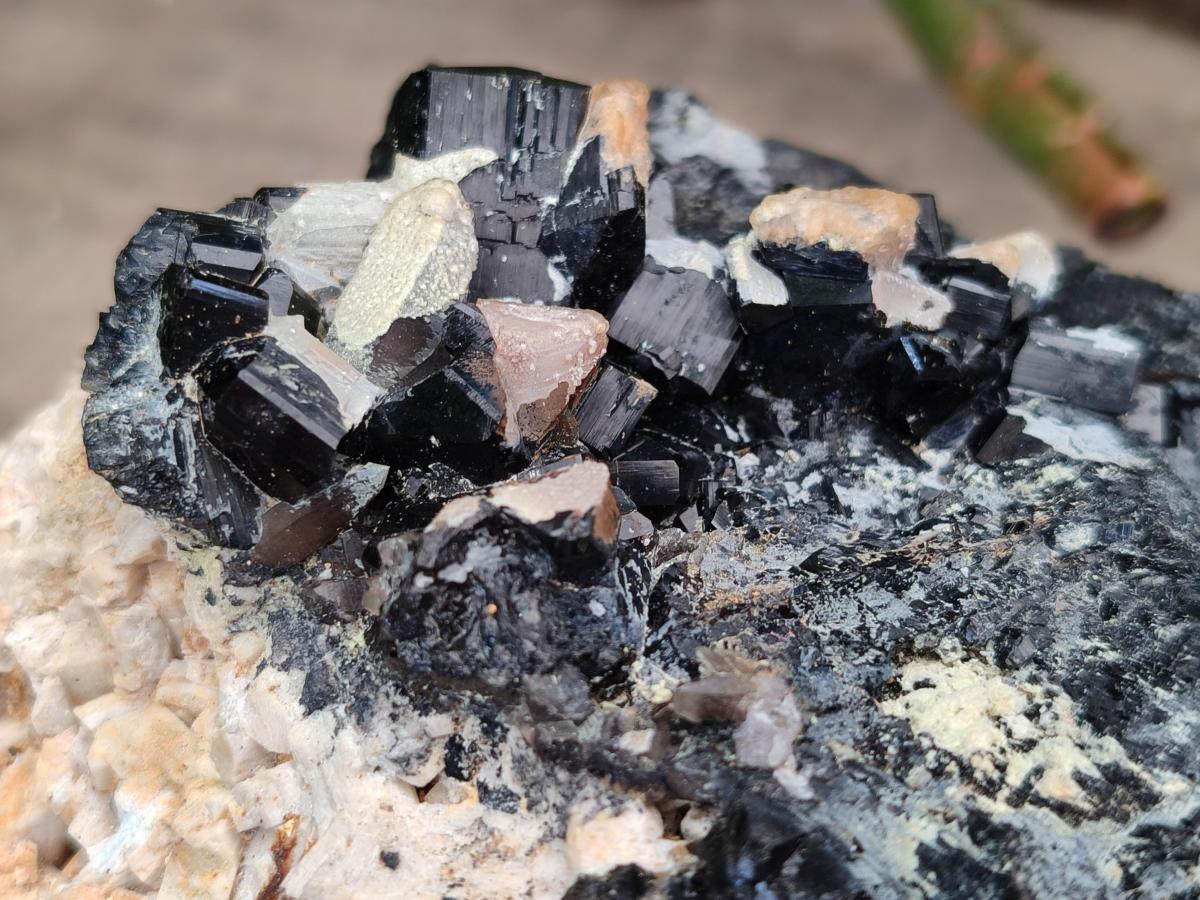 Natural Large Cabinet Schorl Black Tourmaline with Hyalite Opal x 1 From Erongo, Namibia - Toprock Gemstones and Minerals 