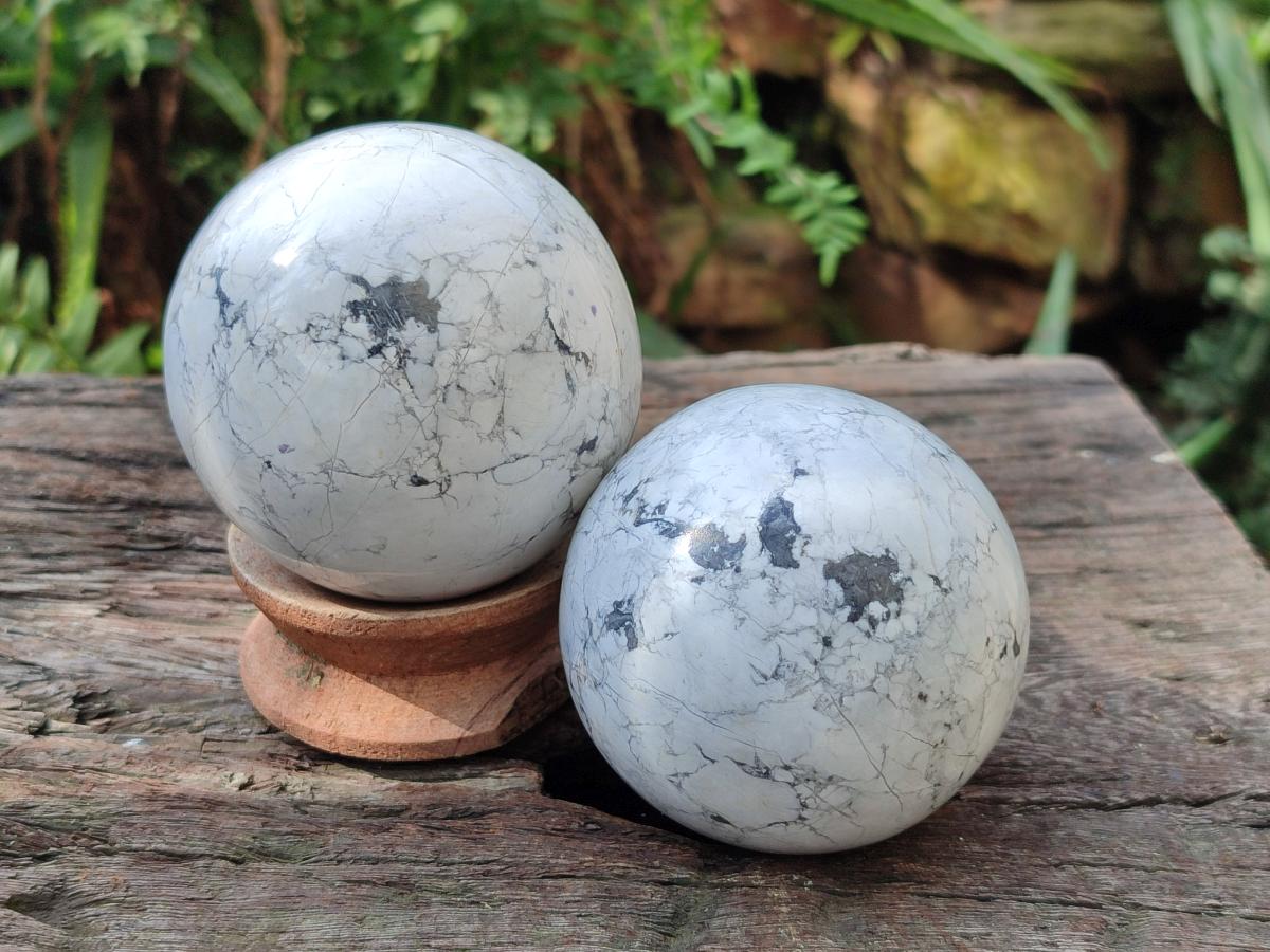 Polished Lightning Strike Howlite Spheres x 4 From Zimbabwe - Toprock Gemstones and Minerals 