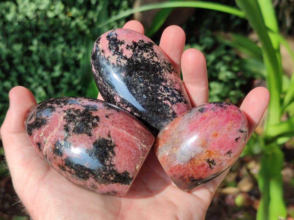 Polished Rhodonite Standing Free Forms x 6 From Ambindavato, Madagascar - Toprock Gemstones and Minerals 