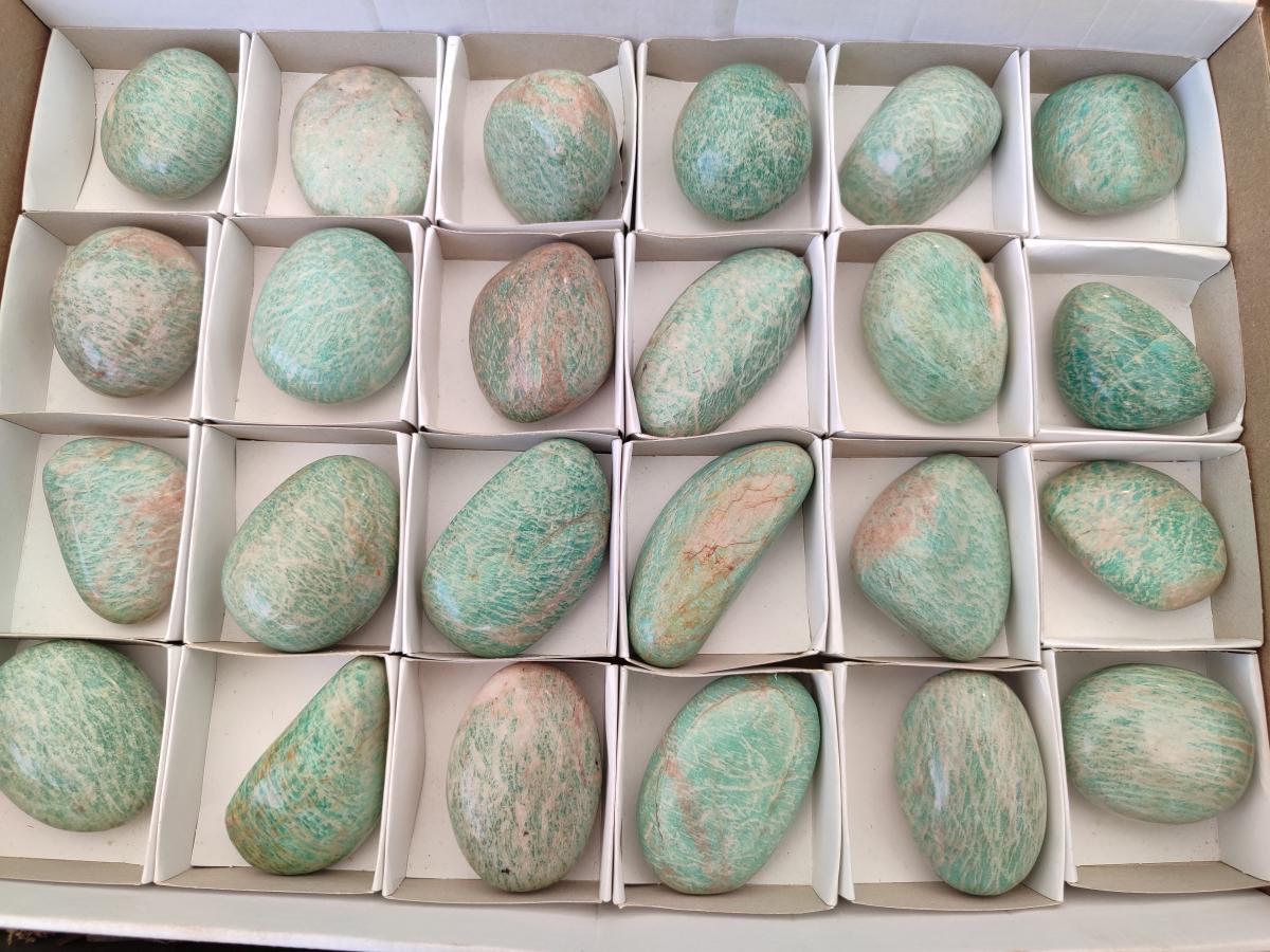 Polished Amazonite Free Forms x 24 From Zimbabwe - Toprock Gemstones and Minerals 