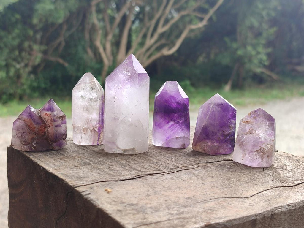 Polished Chevron Amethyst Crystals x 12 From Madagascar - Toprock Gemstones and Minerals 