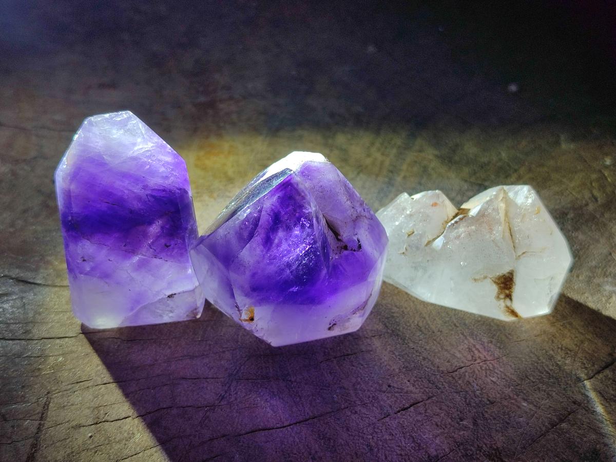 Polished Chevron Amethyst Crystals x 12 From Madagascar - Toprock Gemstones and Minerals 