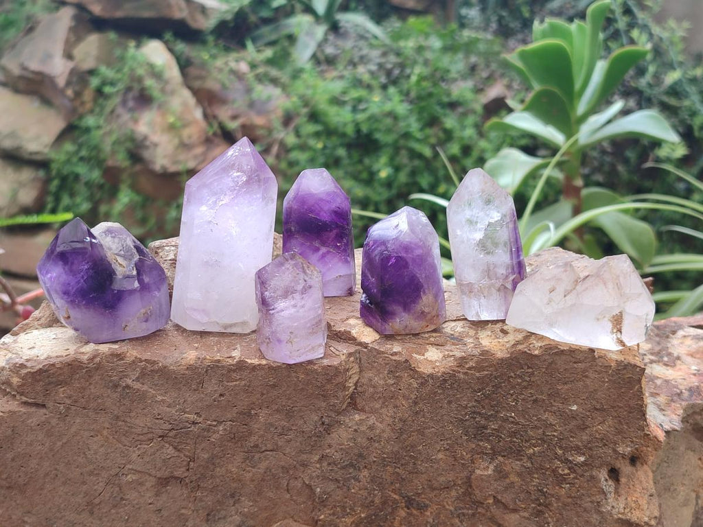 Polished Chevron Amethyst Crystals x 12 From Madagascar - Toprock Gemstones and Minerals 