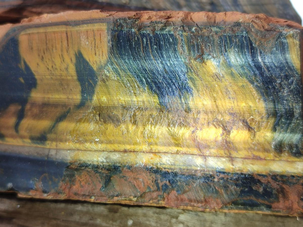 Natural Golden Blue Tigers Eye Slabs x 2 From Prieska, South Africa - Toprock Gemstones and Minerals 