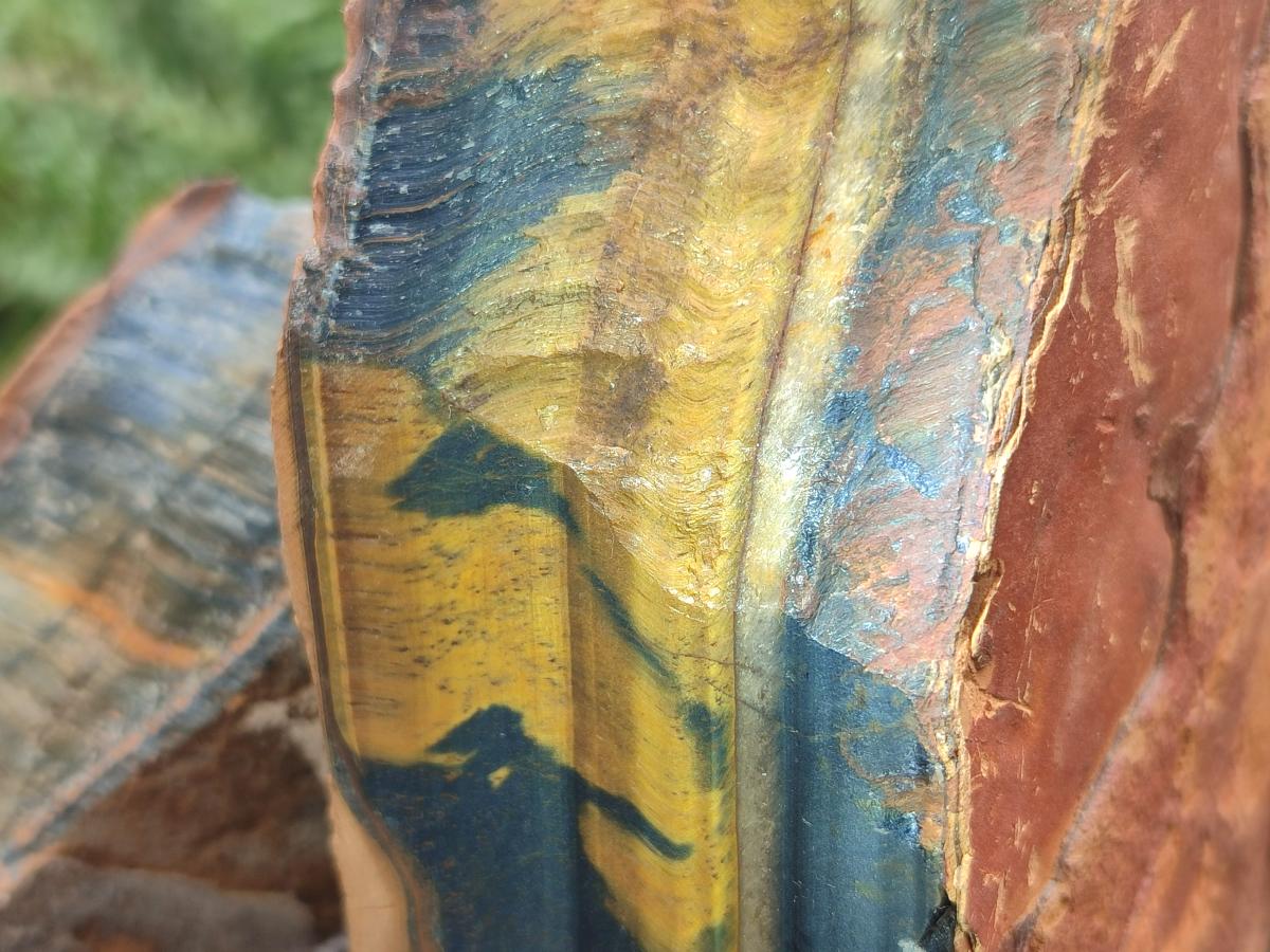 Natural Golden Blue Tigers Eye Slabs x 2 From Prieska, South Africa - Toprock Gemstones and Minerals 