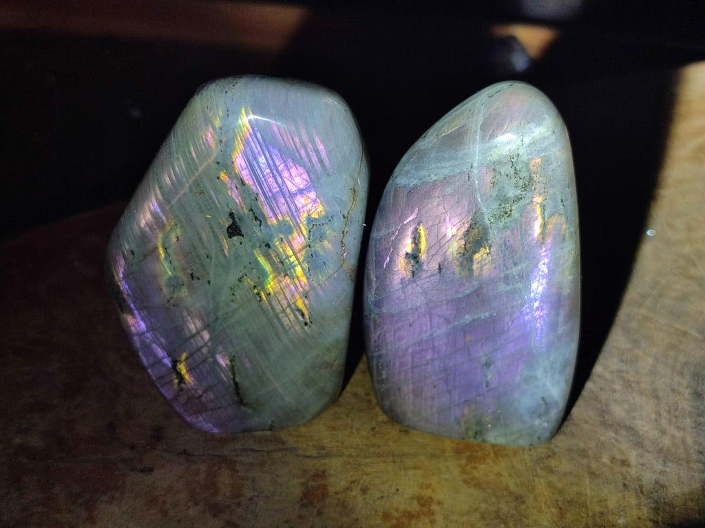 Polished Rare Purple Sunset Flash Labradorite Standing Free Forms x 6 From Madagascar - Toprock Gemstones and Minerals 