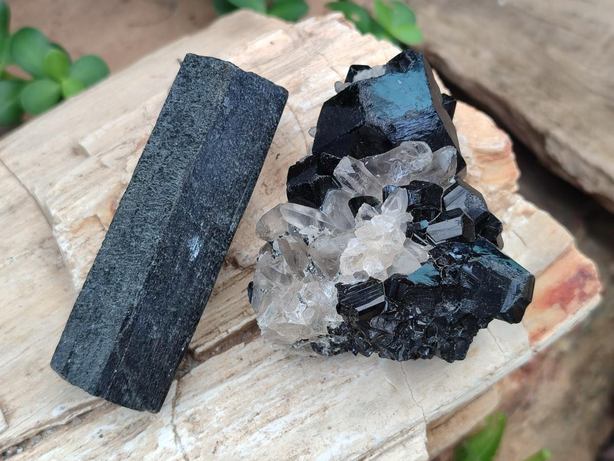 Natural Schorl Black Tourmaline Specimens with Inclusions x 12 From Erongo, Namibia - Toprock Gemstones and Minerals 