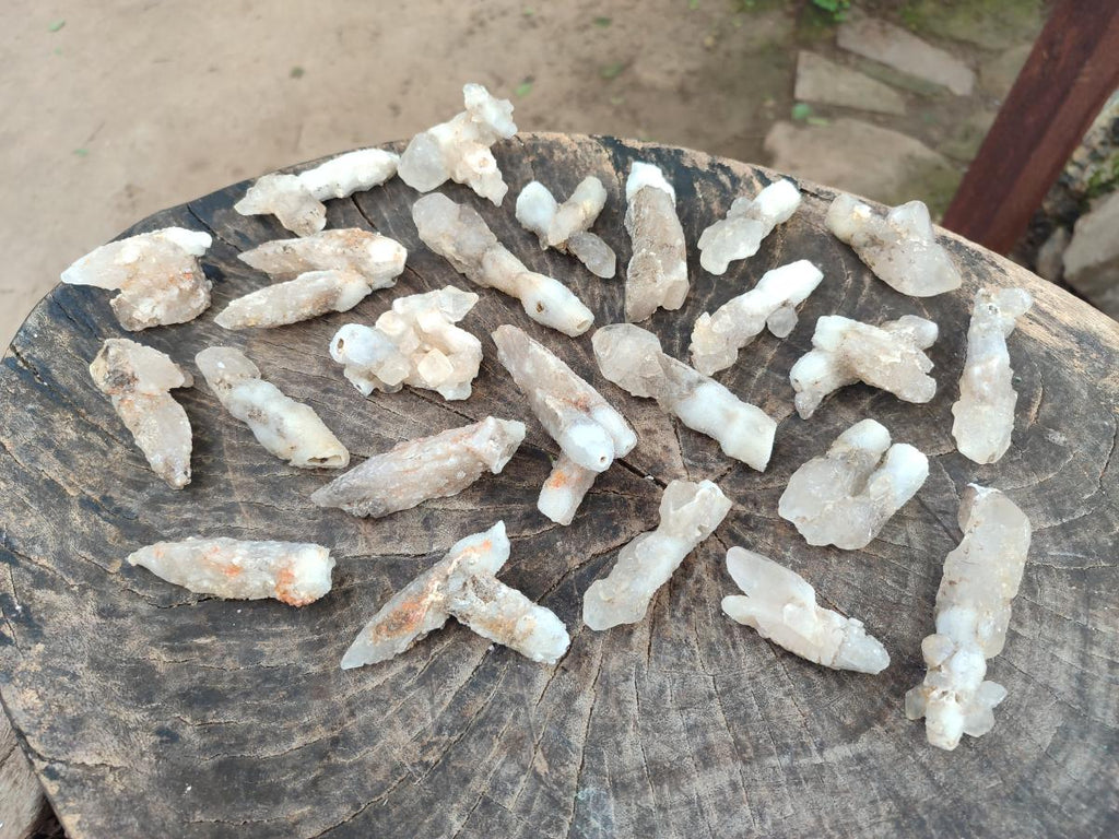 Natural Drusy Quartz Coated Spearhead Calcite Crystals x 39 From Albert's Mountain, Lesotho - Toprock Gemstones and Minerals 