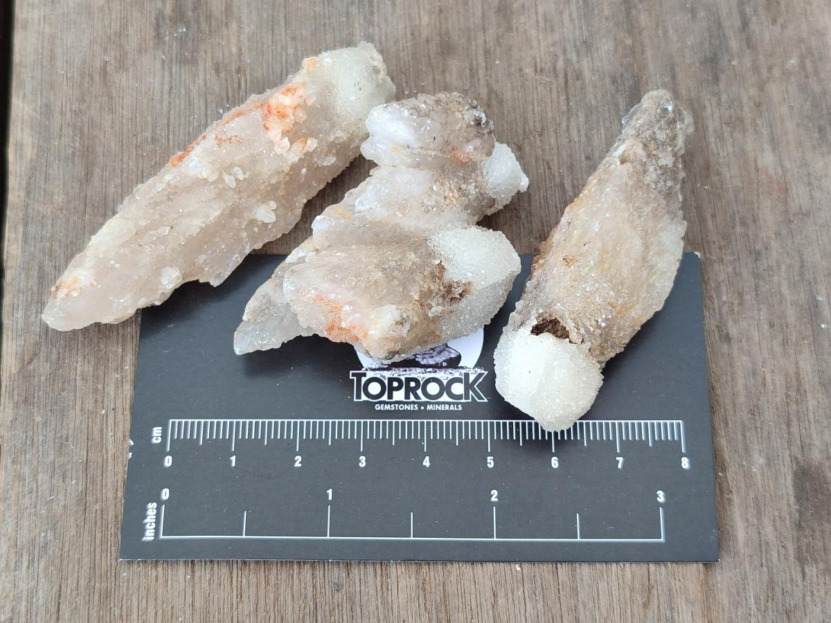 Natural Drusy Quartz Coated Spearhead Calcite Crystals x 39 From Albert's Mountain, Lesotho - Toprock Gemstones and Minerals 