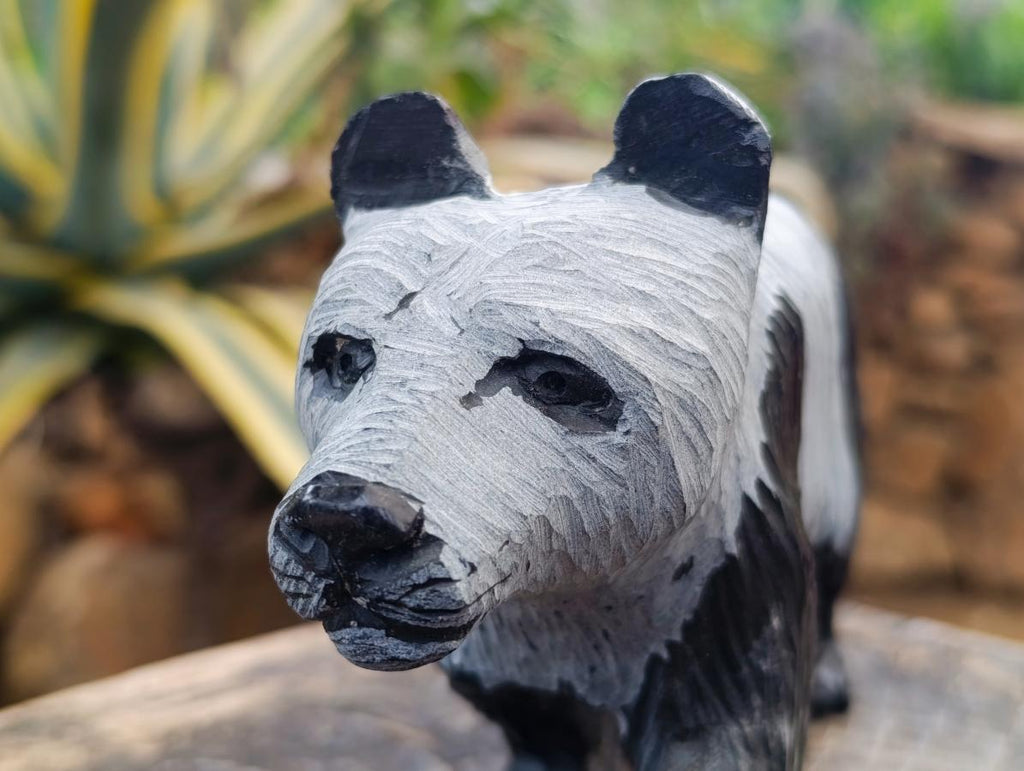 Handmade Large Panda Soapstone Carving x 1 From Zimbabwe - Toprock Gemstones and Minerals 