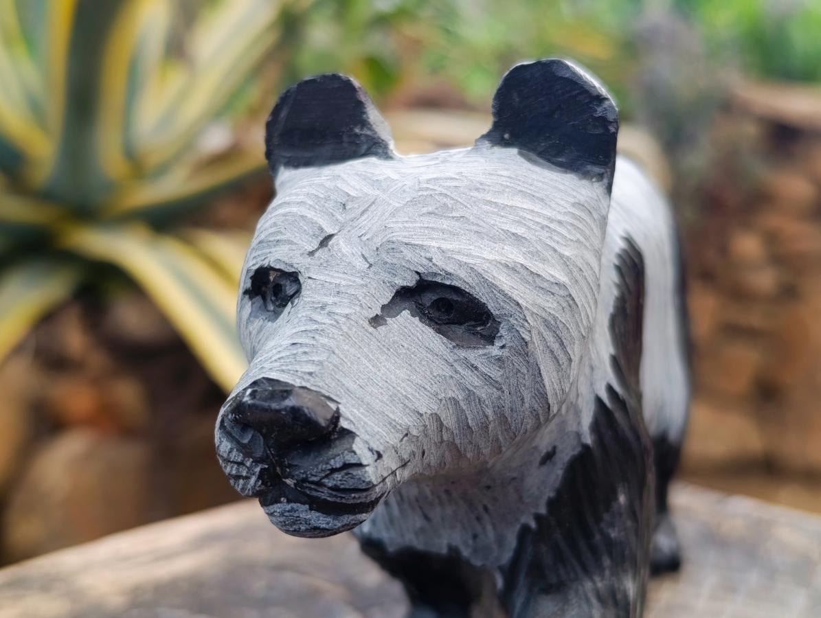 Handmade Large Panda Soapstone Carving x 1 From Zimbabwe - Toprock Gemstones and Minerals 
