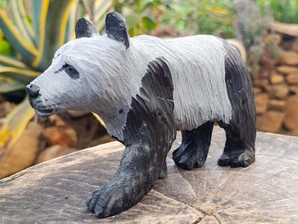 Handmade Large Panda Soapstone Carving x 1 From Zimbabwe - Toprock Gemstones and Minerals 