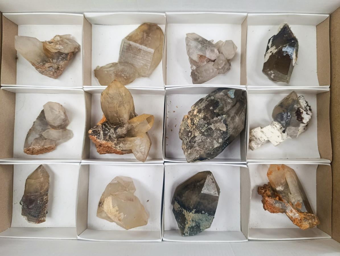 Natural Smokey Quartz Specimens with Associated Minerals x 12 From Erongo, Namibia - Toprock Gemstones and Minerals 