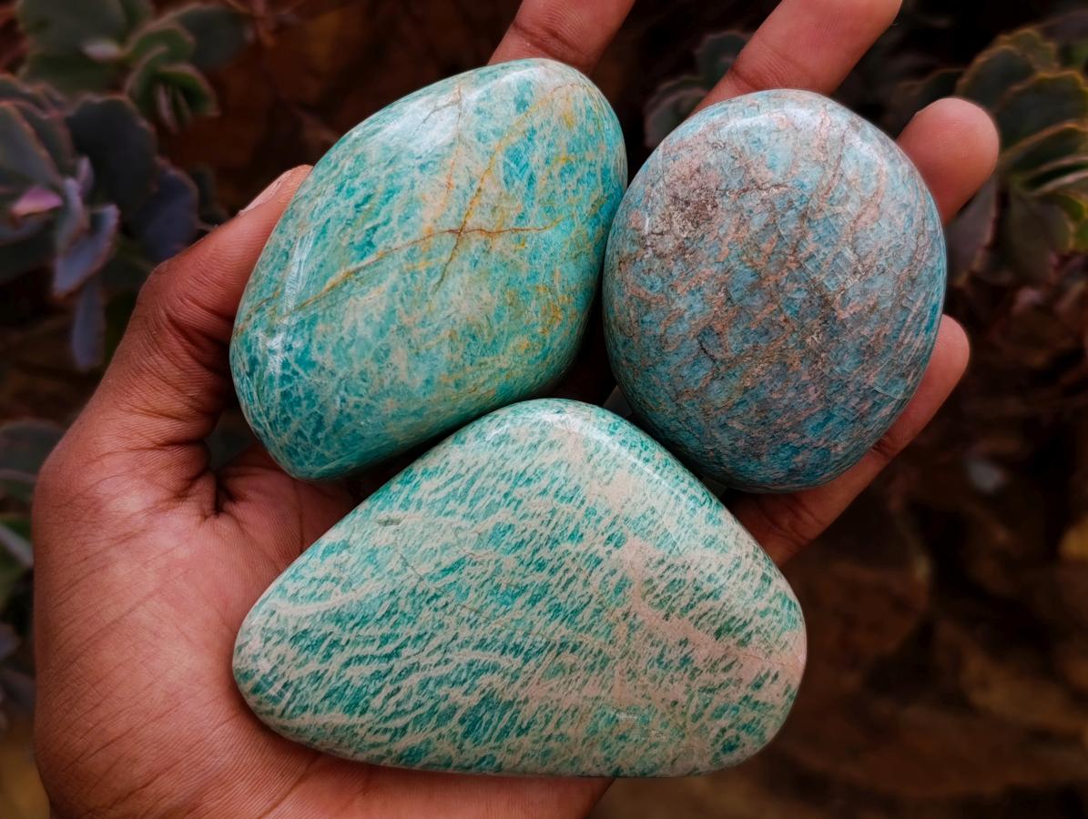 Polished Amazonite Free Forms x 9 From Zimbabwe - Toprock Gemstones and Minerals 