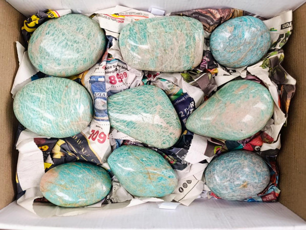 Polished Amazonite Free Forms x 9 From Zimbabwe - Toprock Gemstones and Minerals 