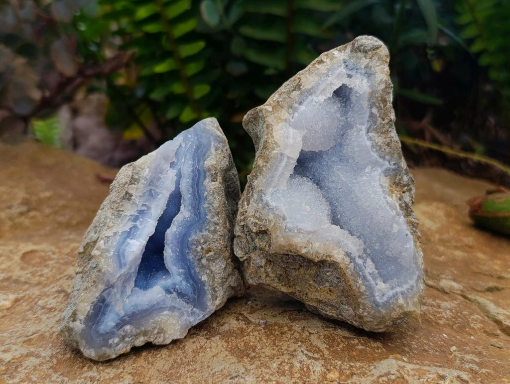 Natural Blue Lace Agate Geode Specimens x 12 From Nsanje, Malawi - Toprock Gemstones and Minerals 