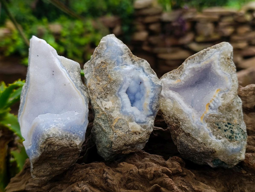 Natural Blue Lace Agate Geode Specimens x 12 From Nsanje, Malawi - Toprock Gemstones and Minerals 