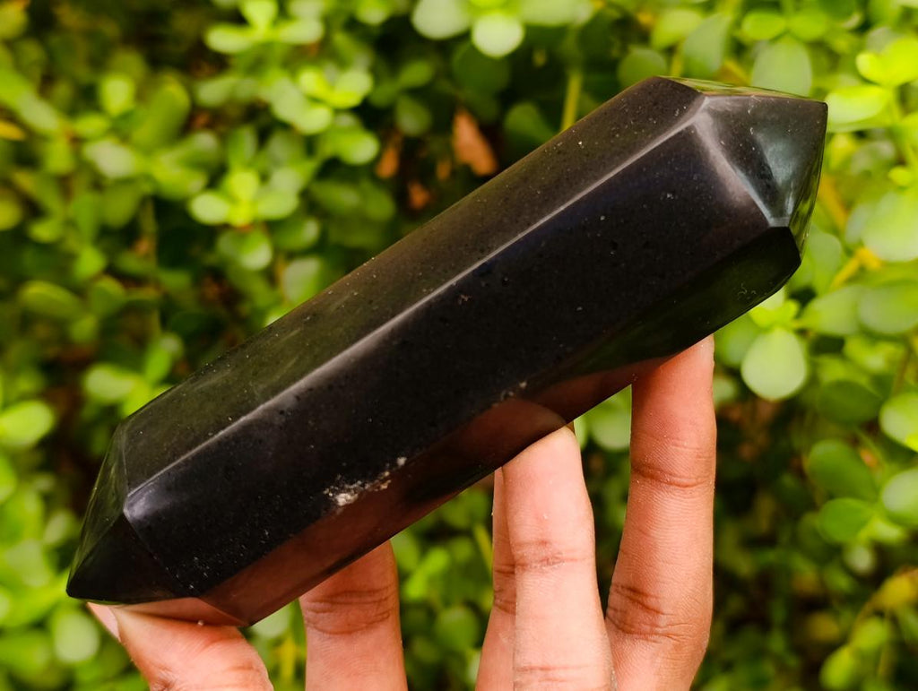 Polished Double Terminated Black Basalt Crystals x 6 From Madagascar - Toprock Gemstones and Minerals 