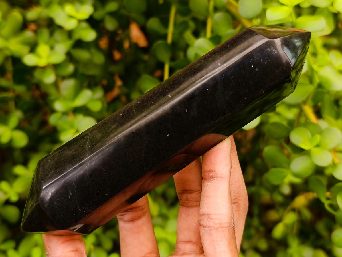 Polished Double Terminated Black Basalt Crystals x 6 From Madagascar - Toprock Gemstones and Minerals 