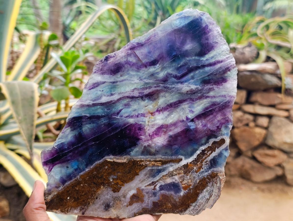 Polished Watermelon Fluorite Slices x 2 From Uis, Namibia - Toprock Gemstones and Minerals 
