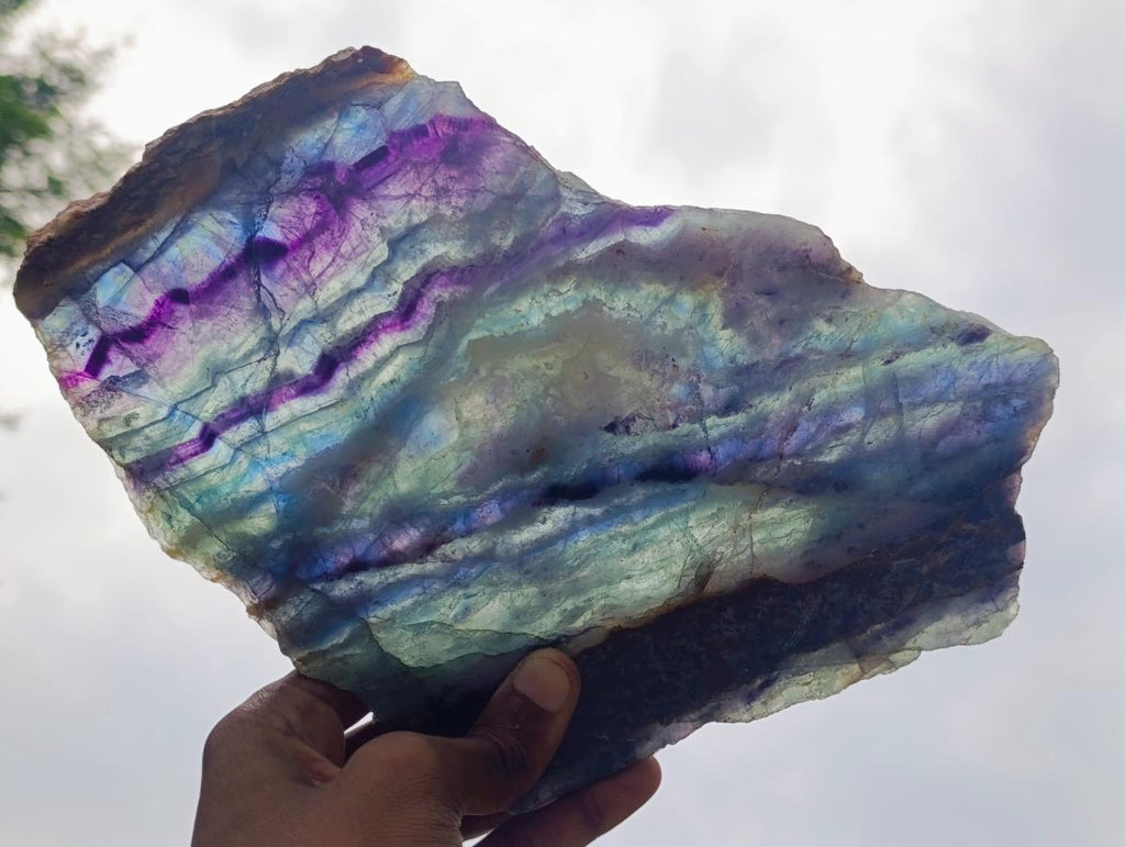 Polished Watermelon Fluorite Slices x 2 From Uis, Namibia - Toprock Gemstones and Minerals 