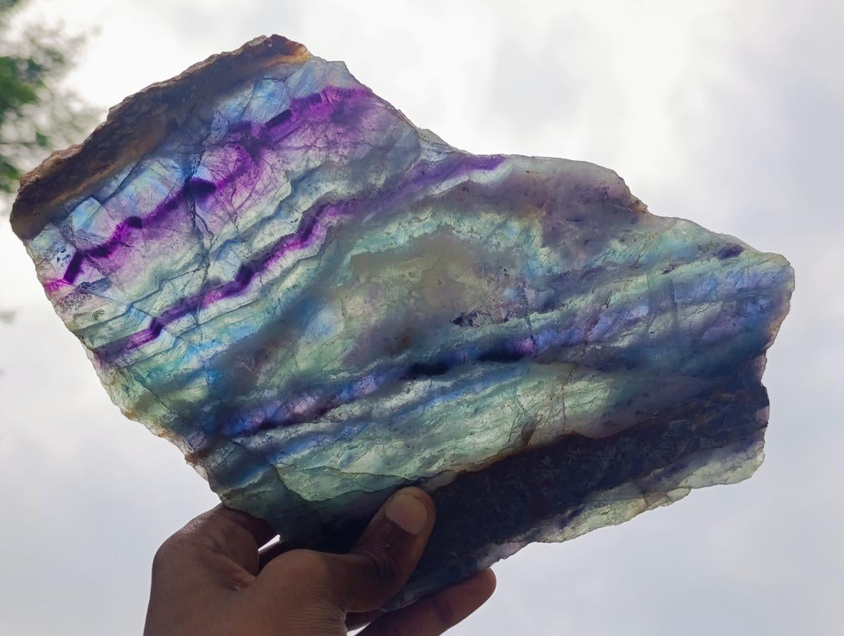 Polished Watermelon Fluorite Slices x 2 From Uis, Namibia - Toprock Gemstones and Minerals 