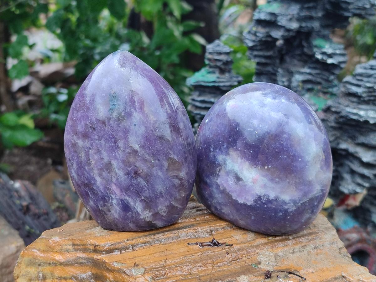 Polished Lepidolite Standing Free Forms x 3 From Ambatondrazaka, Madagascar - Toprock Gemstones and Minerals 