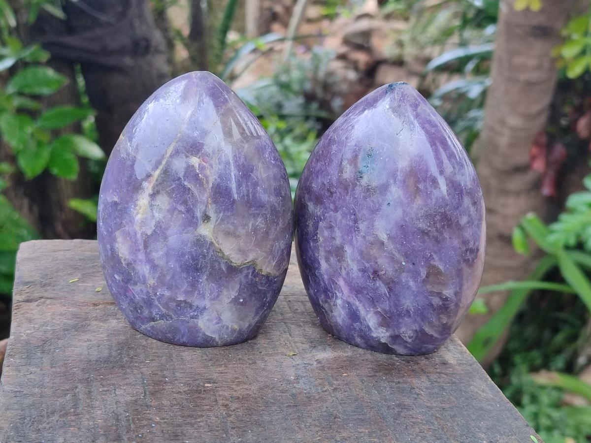 Polished Lepidolite Standing Free Forms x 3 From Ambatondrazaka, Madagascar - Toprock Gemstones and Minerals 