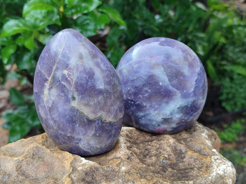 Polished Lepidolite Standing Free Forms x 3 From Ambatondrazaka, Madagascar - Toprock Gemstones and Minerals 
