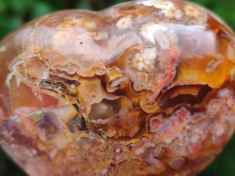 Polished Flower Agate Hearts x 6 From Antsahalova, Madagascar - Toprock Gemstones and Minerals 
