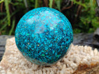 Hand Made Conglomerate Chrysocolla Sphere With Azurite And Malachite x 2 From Congo - Toprock Gemstones and Minerals 