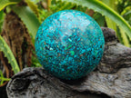 Hand Made Conglomerate Chrysocolla Sphere With Azurite And Malachite x 2 From Congo - Toprock Gemstones and Minerals 