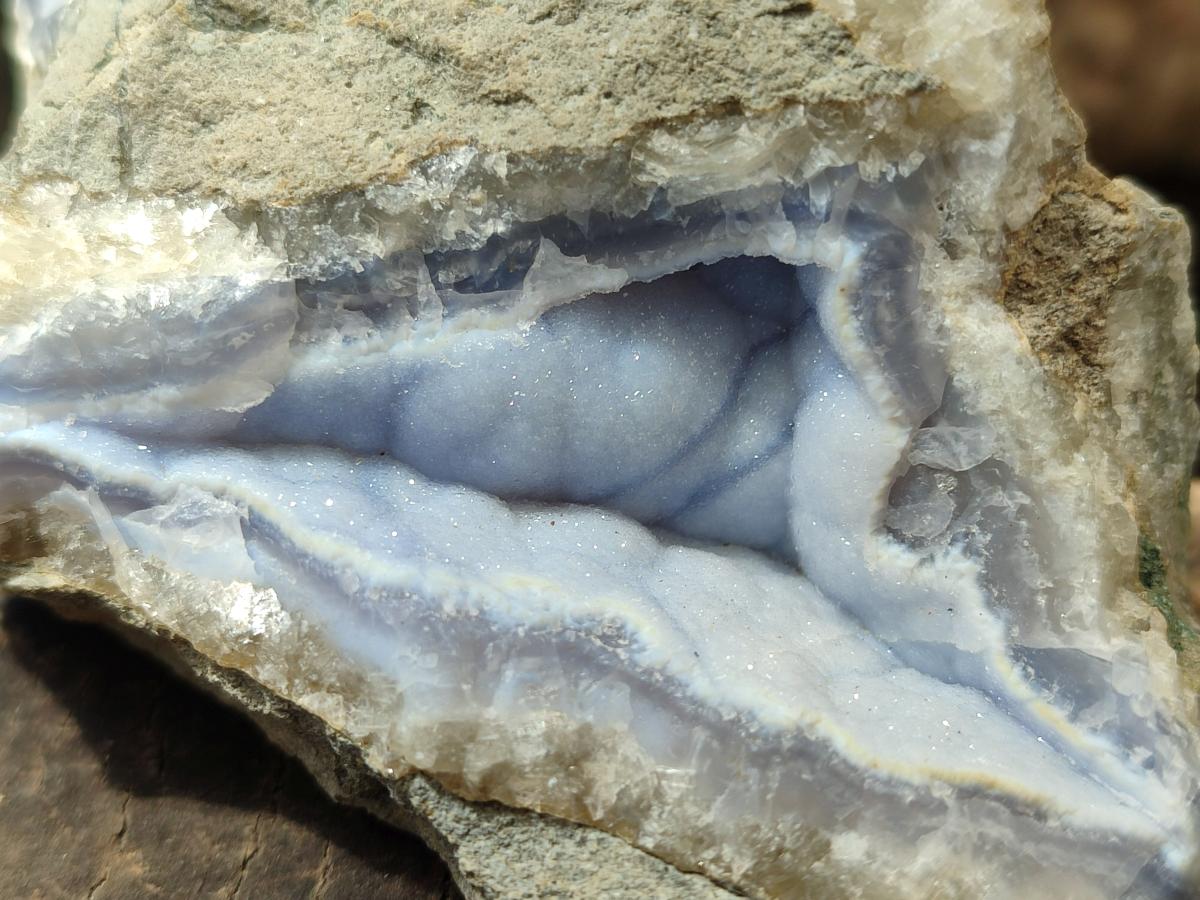 Natural Blue Lace Agate Geode Specimens x 4 From Nsanje, Malawi - Toprock Gemstones and Minerals 