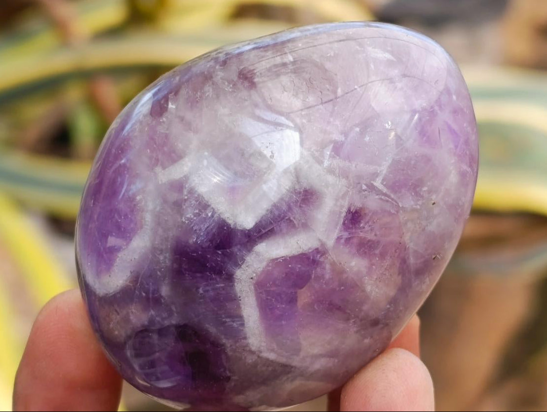 Polished Chevron Amethyst Galets x 24 From Madagascar