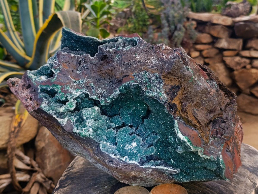 Natural XXL Drusy Quartz Coated Ball Malachite On Dolomite Specimen x 1 From Mindingi Mine, Kambove, Congo - Toprock Gemstones and Minerals 