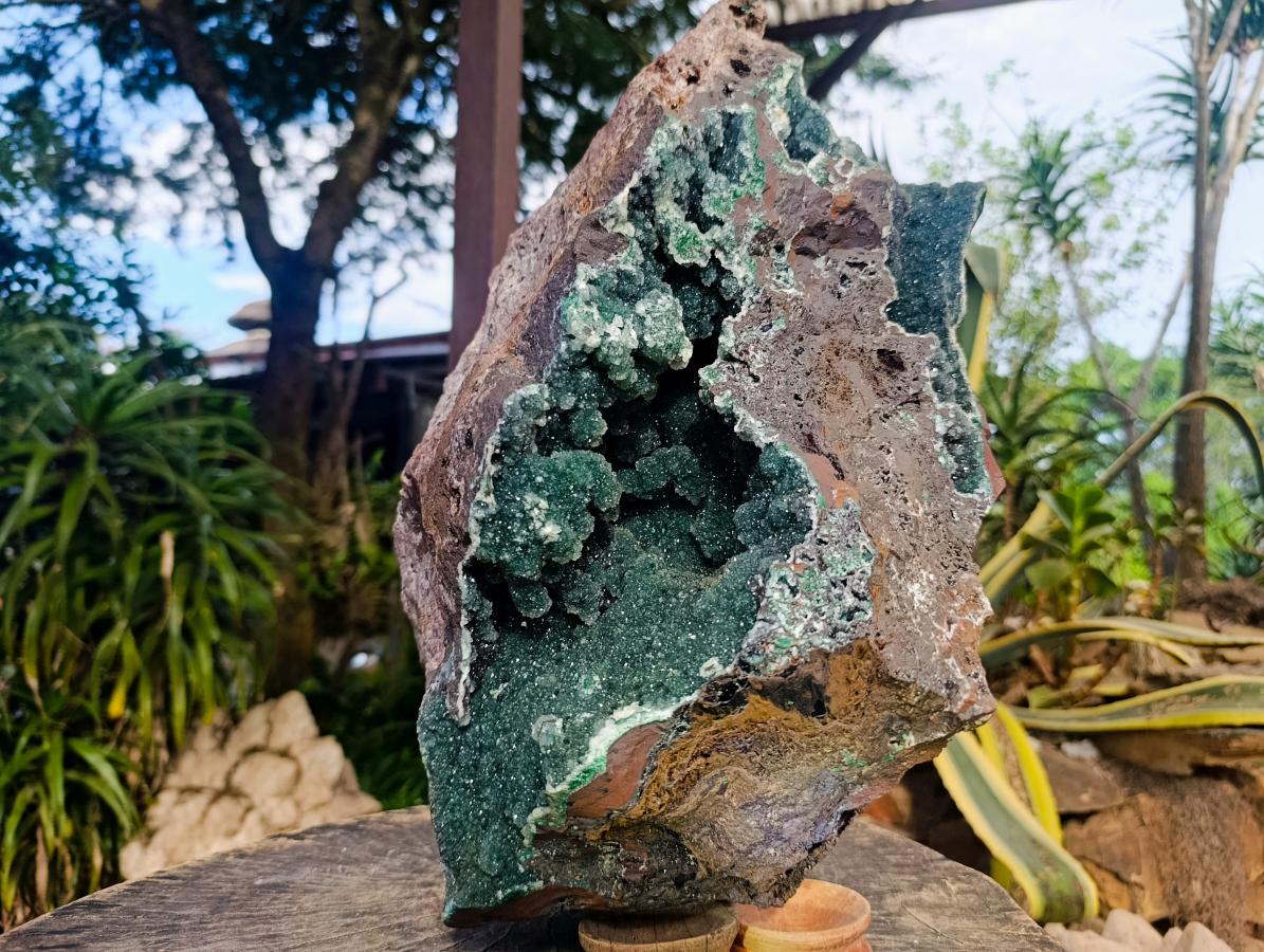 Natural XXL Drusy Quartz Coated Ball Malachite On Dolomite Specimen x 1 From Mindingi Mine, Kambove, Congo - Toprock Gemstones and Minerals 