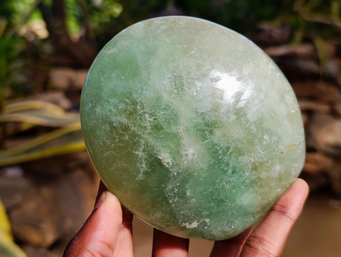 Polished Green Fluorite Standing Free Forms x 3 From Madagascar - Toprock Gemstones and Minerals 