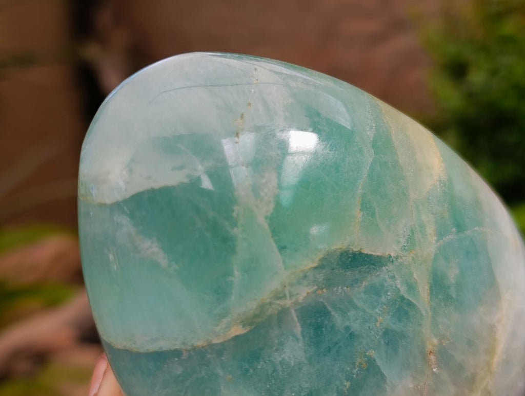 Polished Green Fluorite Standing Free Forms x 3 From Madagascar - Toprock Gemstones and Minerals 