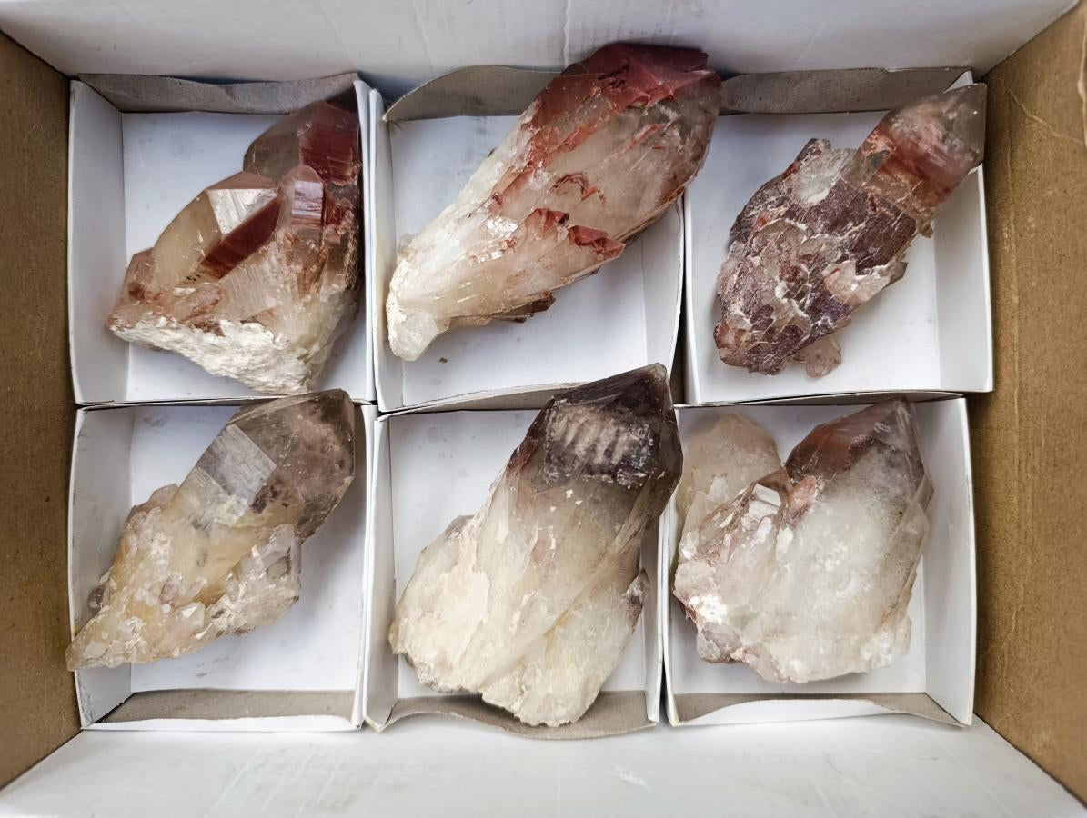 Natural Red Hematoid Quartz Crystals x 6 From Karoi, Zimbabwe - Toprock Gemstones and Minerals 