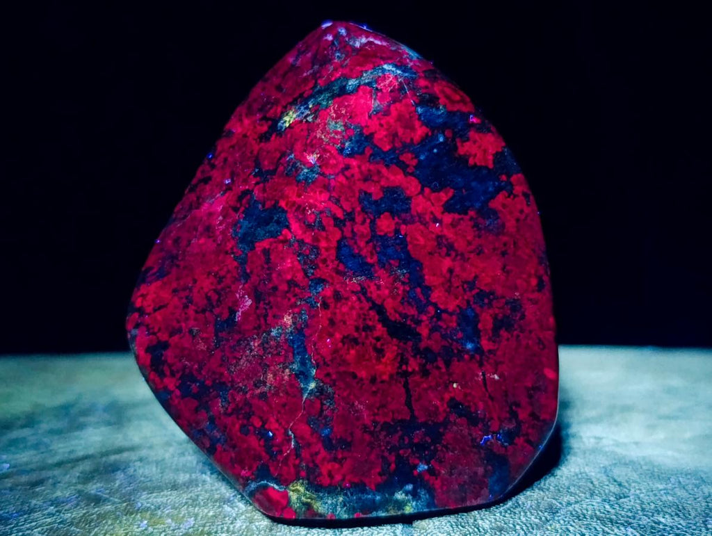 Polished Ruby Corundum In Chrome Verdite Standing Free Forms x 4 From Mutoko, Zimbabwe