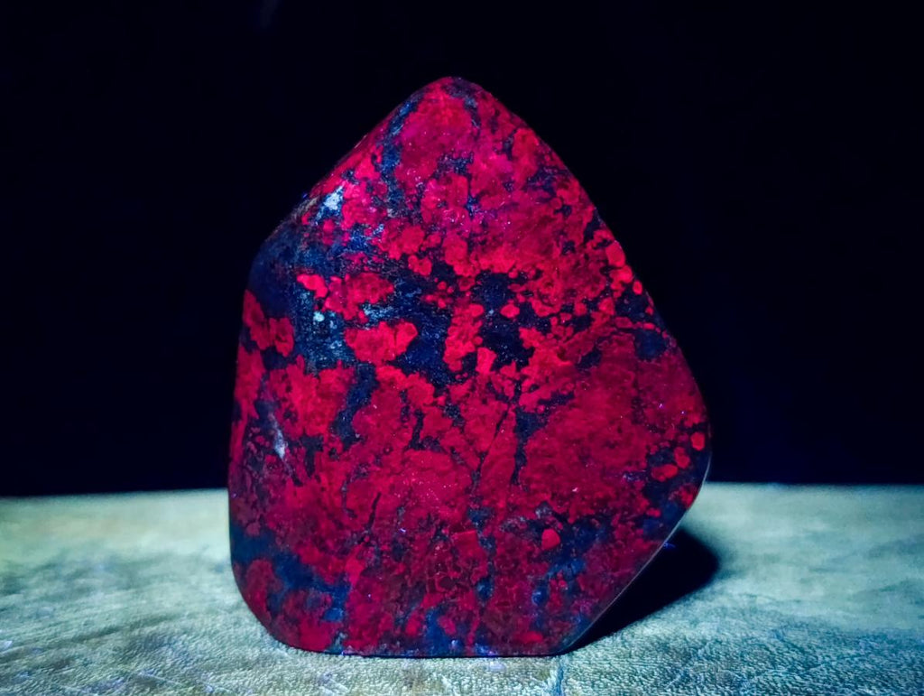 Polished Ruby Corundum In Chrome Verdite Standing Free Forms x 4 From Mutoko, Zimbabwe