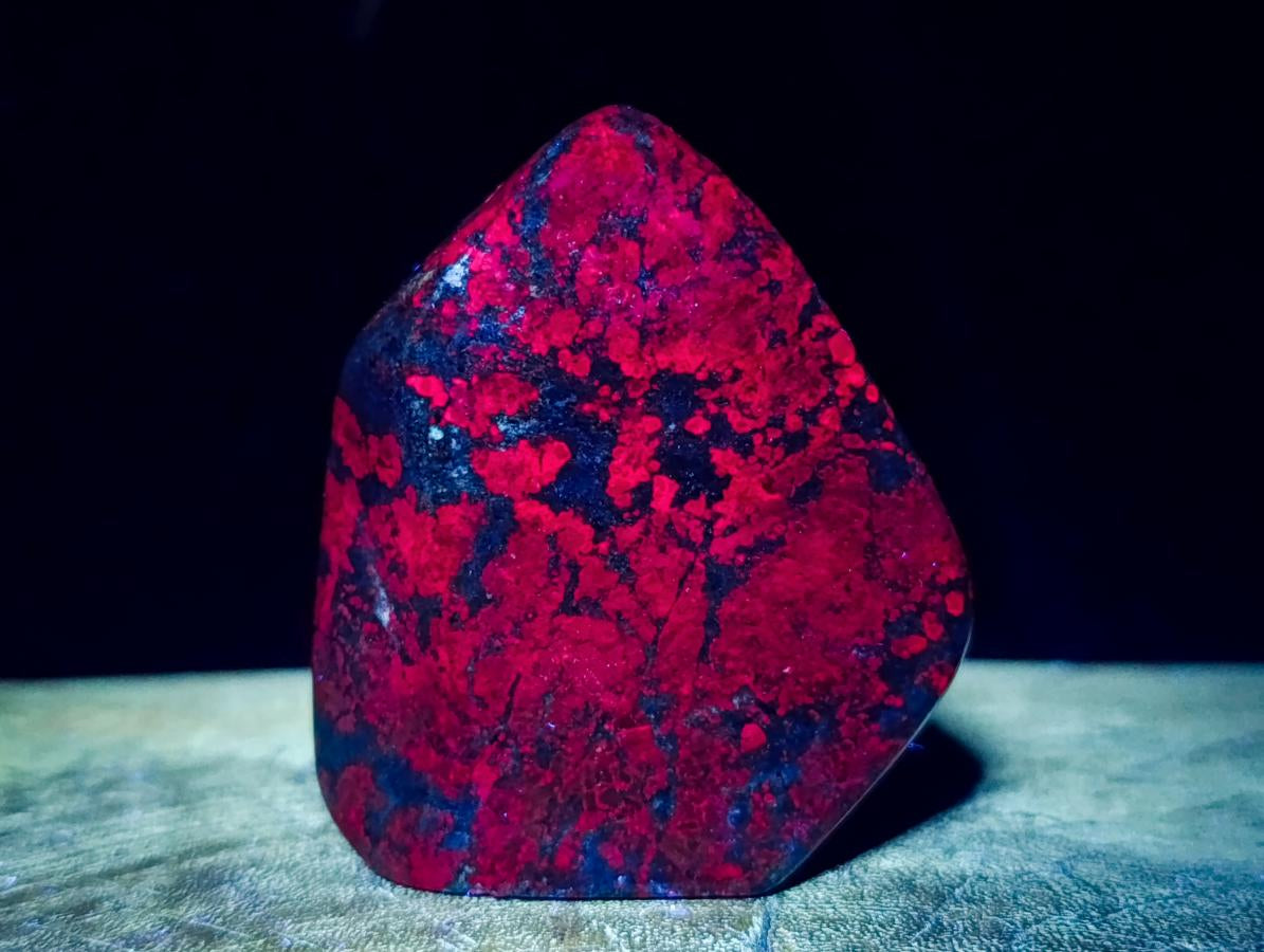 Polished Ruby Corundum In Chrome Verdite Standing Free Forms x 4 From Mutoko, Zimbabwe