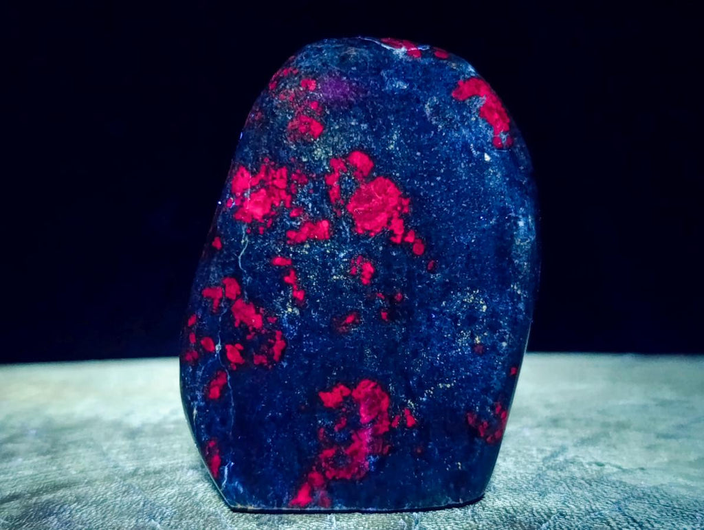 Polished Ruby Corundum In Chrome Verdite Standing Free Forms x 4 From Mutoko, Zimbabwe