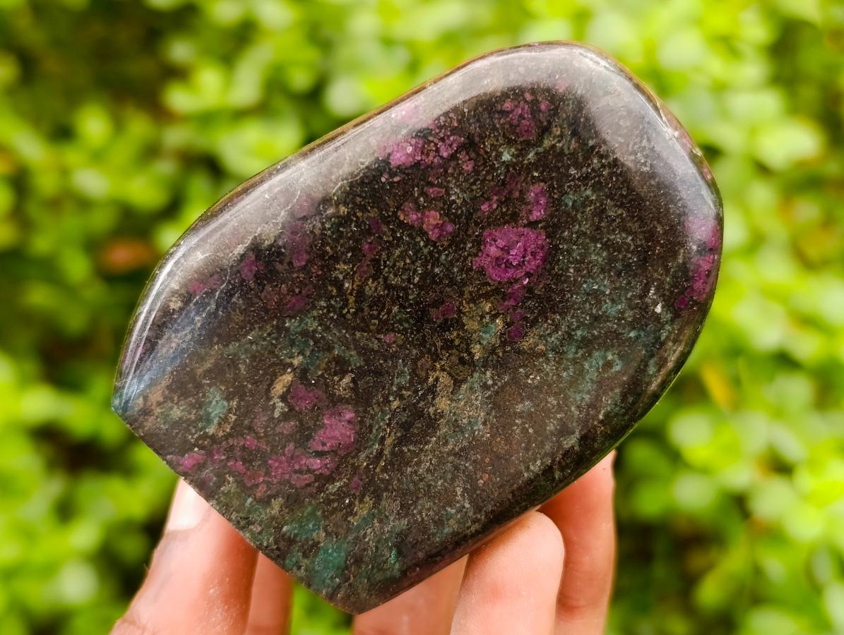 Polished Ruby Corundum In Chrome Verdite Standing Free Forms x 4 From Mutoko, Zimbabwe