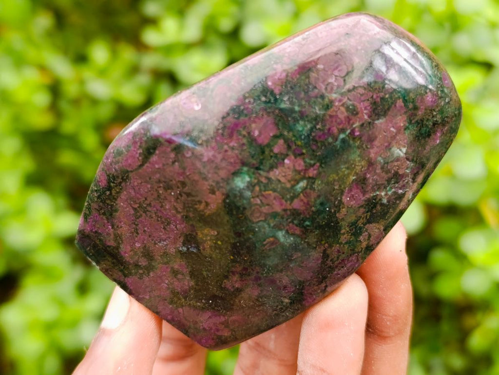 Polished Ruby Corundum In Chrome Verdite Standing Free Forms x 4 From Mutoko, Zimbabwe