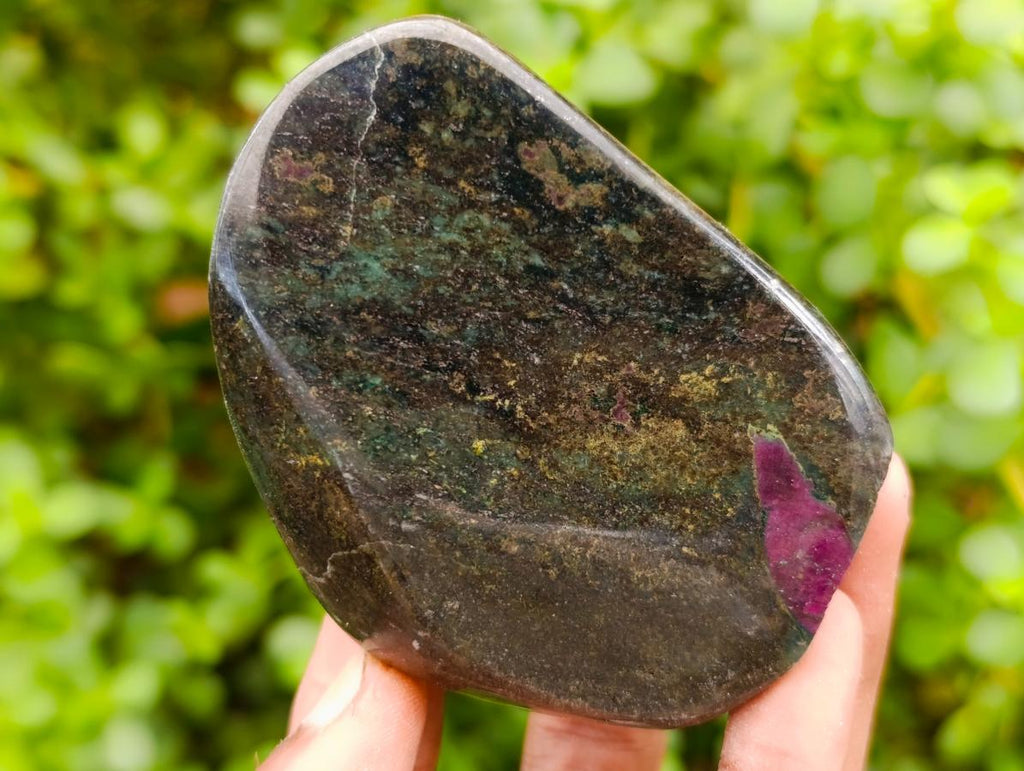 Polished Ruby Corundum In Chrome Verdite Standing Free Forms x 4 From Mutoko, Zimbabwe