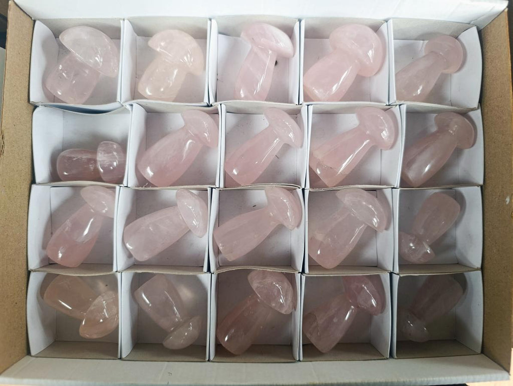 Polished Gemmy Rose Quartz Mushrooms x 20 From Madagascar - Toprock Gemstones and Minerals 