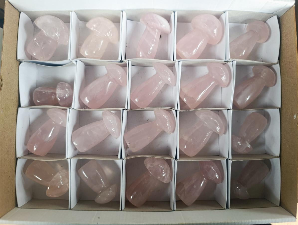 Polished Gemmy Rose Quartz Mushrooms x 20 From Madagascar - Toprock Gemstones and Minerals 