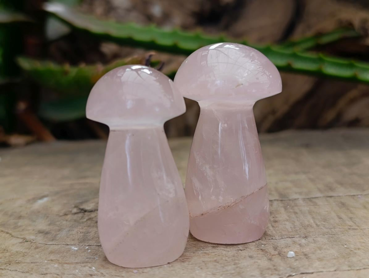Polished Gemmy Rose Quartz Mushrooms x 20 From Madagascar - Toprock Gemstones and Minerals 